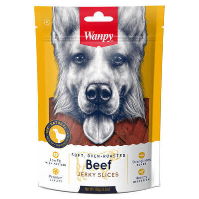Ласощі для собак Wanpy Soft Beef Jerky Slices в'ялені смужки з яловичини, 100 г