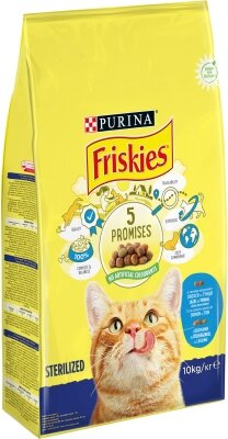 Корм сухий для стерилізованих кішок і котів Purina Friskies з лососем і овочами, 10 кг