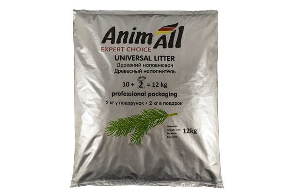 Наповнювач для туалету AnimAll деревний, 12 кг