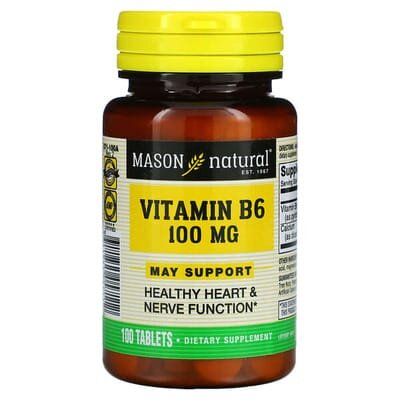 Вітамін B6 100 мг Mason Natural Vitamin B6, 100 таблеток