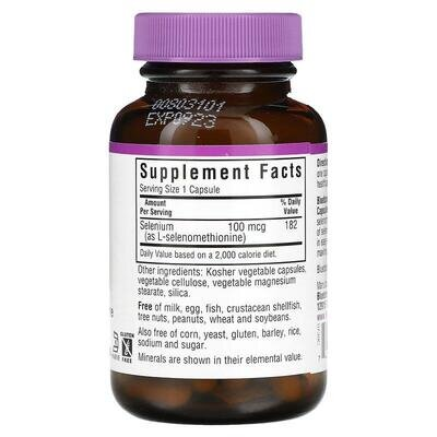 Селен Bluebonnet Nutrition Selenium 100 мкг, без дріжджів, 90 вегетаріанських капсул