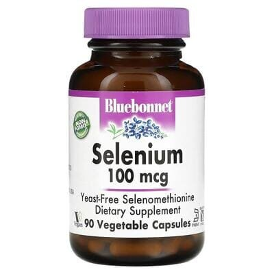 Селен Bluebonnet Nutrition Selenium 100 мкг, без дріжджів, 90 вегетаріанських капсул