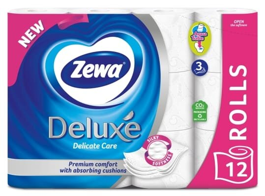 Туалетний папір Zewa Deluxe 3 шари білий, 12 рулонів