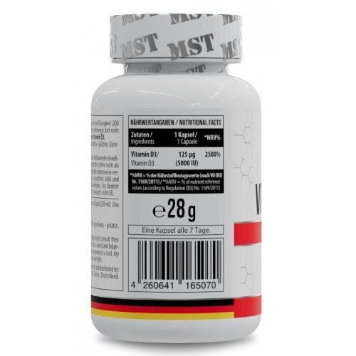 Вітамін Д3 MST Nutrition Vitamin D3 5000 MO, 120 капсул