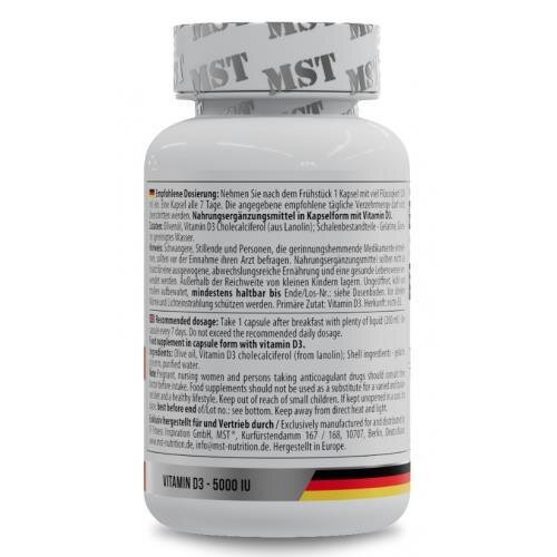 Вітамін Д3 MST Nutrition Vitamin D3 5000 MO, 120 капсул