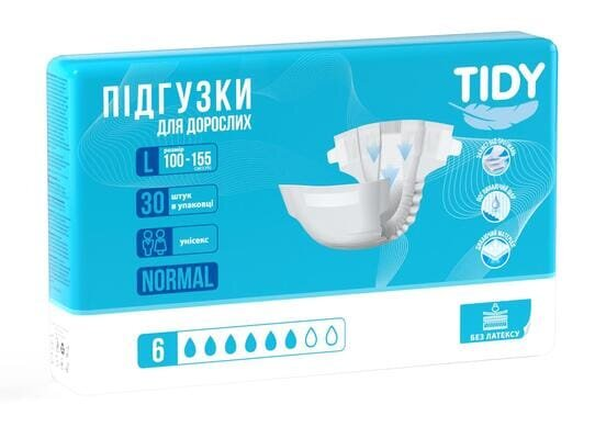 Підгузки для дорослих Tidy Normal, розмір L (100 -155 см), 30 штук