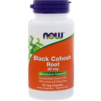 Клопогону гроновидного корінь NOW Black Cohosh Root 80 мг вег. капсули №90