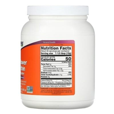 Лецитин соняшниковий NOW Sunflower Lecithin порошок, 454 г