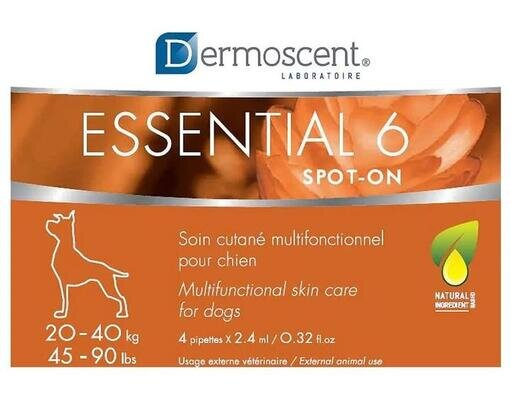 Догляд за шкірою та шерстю Dermoscent Essential 6 spot-on для собак 20-40 кг, 1 піпетка по 2,4 мл