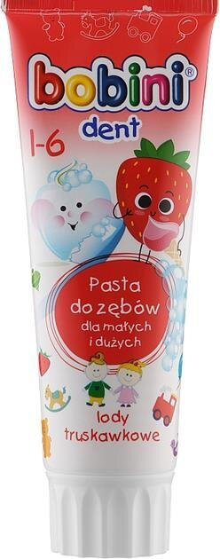 Зубна паста Bobini Kids Полуничне морозиво від 1 до 6 років, 75 мл