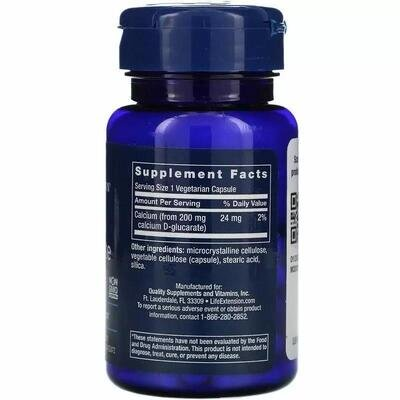 Кальцію D-глюкарат Life Extension Calcium D-Glucarate 200 мг, 60 вегетаріанських капсул