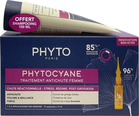 Набір Phyto Phytocyane Reactionnelle For Women Set проти випадання волосся у жінок (ампули 12*5 мл + шампунь 100 мл)