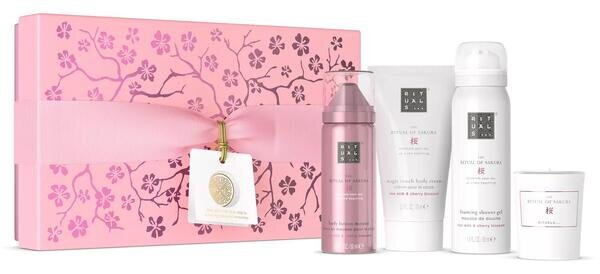 Подарунковий набір Rituals The Ritual Of Sakura Gift Set S (Гель для душу 50 мл + Крем для тіла 70 мл + Скраб для тіла 50 мл + Ароматична свічка 25 г)