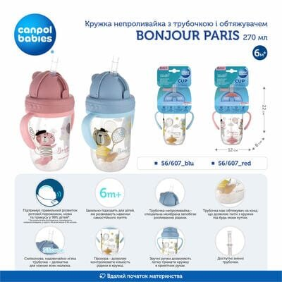 Поїльник-непроливайка Canpol babies Bonjour Paris, синій, 56/607, 270 мл