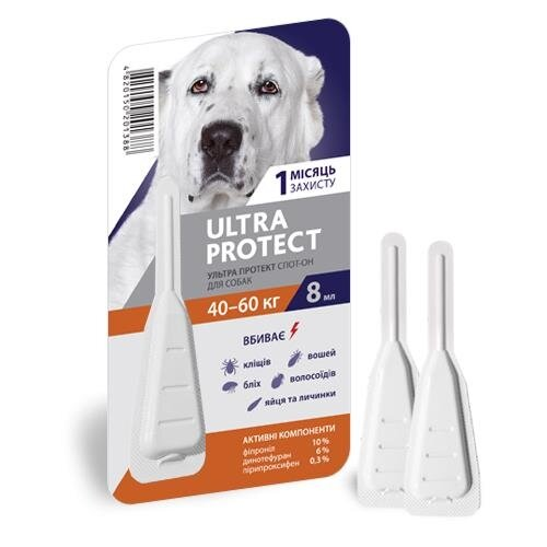 Краплі на холку Palladium Ultra Protect від паразитів для собак вагою від 40 до 60 кг, 1 піпетка