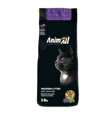 Наповнювач для туалету AnimAll дерев'яний з ароматом лаванди, 2,8 кг