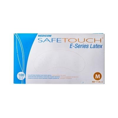 Рукавички оглядові Medicom Safe-Touch латексні припудрені, розмір М, нестерильні, 1 пара