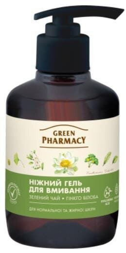 Гель для вмивання Green Pharmacy Зелений чай і гінкго білоба для нормальної і жирної шкіри, 270 мл