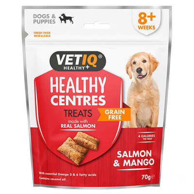 Ласощі для собак VetIQ Healthy Centers Treats з лососем і манго для підтримки імунітету та шерсті, 70 г