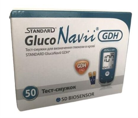 Тест-смужки STANDARD GlucoNavii GDH для глюкометра, 50 штук (2х25)