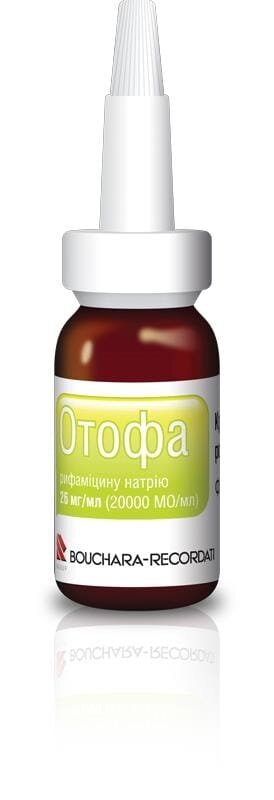 Отофа краплі вуш., р-н 26 мг/мл (20000 МО/мл) по 10 мл у флак.