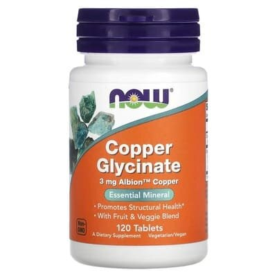 Мідь гліцинат NOW Copper Glycinate 3 мг таблетки №120