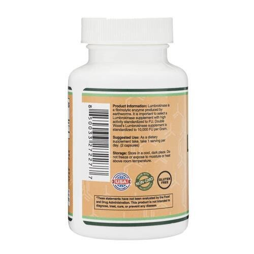 Люмброкіназа Double Wood Lumbrokinase 150 мг 10000 FU, 120 капсул