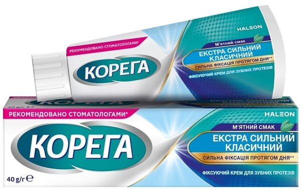 Крем фіксуючий для зубних протезів Корега Екстра Сильний Класичний М'ятний смак, 40 г