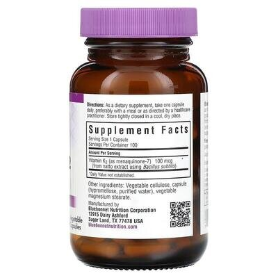 Вітамін K2 100 мкг Bluebonnet Nutrition Vitamin K2, 100 вегетаріанських капсул