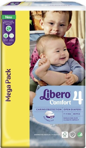 Підгузки Libero Comfort розмір 4, 7-11 кг, 80 шт
