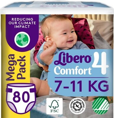 Підгузки Libero Comfort розмір 4, 7-11 кг, 80 шт