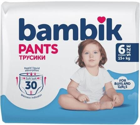 Підгузки-трусики Bambik розмір 6, 15+ кг, 30 шт