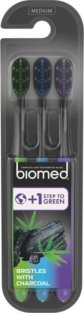Набір комплексних зубних щіток Biomed Black Medium середньої жорсткості, 3 шт