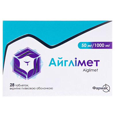 Айглімет таблетки, в/плів. обол. по 50 мг/1000 мг №28 (7х4)