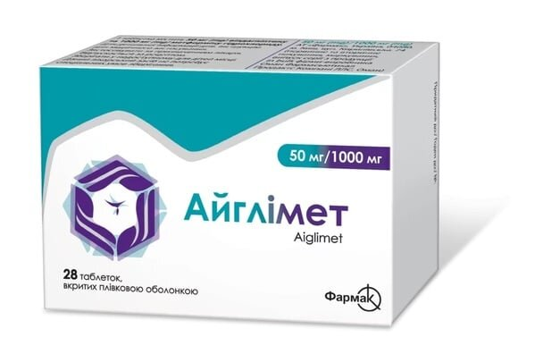 Айглімет таблетки, в/плів. обол. по 50 мг/1000 мг №28 (7х4)