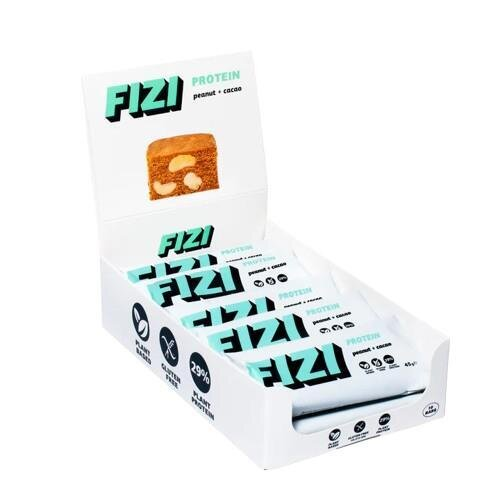 Батончик протеїновий Fizi Protein Арахіс+Какао, 10 штук по 45 г