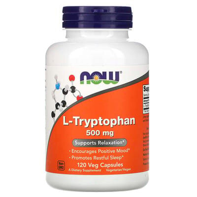 L-триптофан NOW L-Tryptophan 500 мг вег. капсули №120