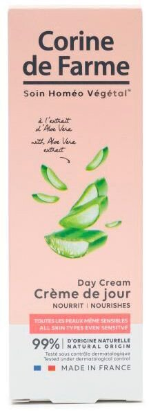 Крем для обличчя Corine de Farme Aloe Vera поживний для всіх типів шкіри, 50 мл