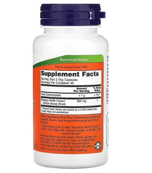 Кропиви дводомної екстракт NOW Stinging Nettle Root Extract 250 мг вег. капсули №90