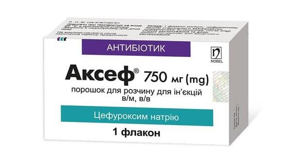 Аксеф порошок для р-ну д/ін. по 750 мг №1 у флак.