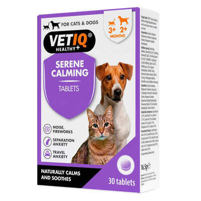 Таблетки заспокійливі VetIQ Serene Calming для гіперактивних, нервових собак та котів, 30 штук