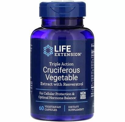 Хрестоцвітий овоч Life Extension Cruciferous Vegetable екстракт з ресвератролом, 60 капсул