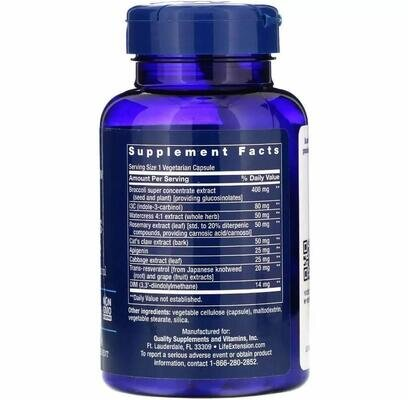 Хрестоцвітий овоч Life Extension Cruciferous Vegetable екстракт з ресвератролом, 60 капсул
