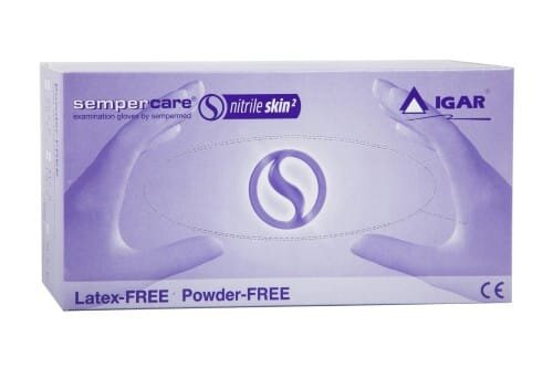 Рукавички оглядові Sempercare Nitrile Skin2 нітрилові без пудри нестерильні, розмір М, пара