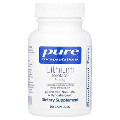 Літій (оротат) Pure Encapsulations Lithium (Orotate) 5 мг, 90 капсул