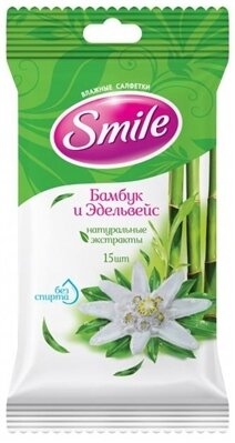 Серветки вологі Smile Daily Бамбук і Едельвейс, 15 шт