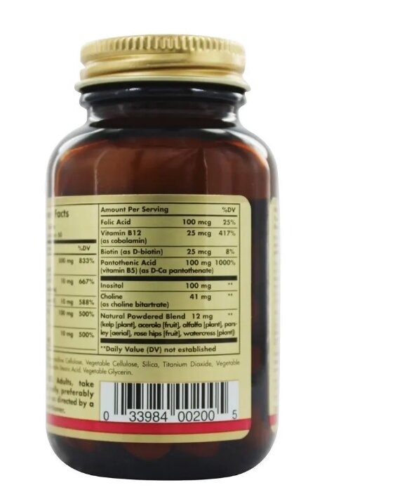 Вітаміни групи В з вітаміном С Solgar B-Complex with Vitamin C Stress Formula таблетки №100