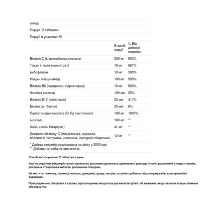 Вітаміни групи В з вітаміном С Solgar B-Complex with Vitamin C Stress Formula таблетки №100