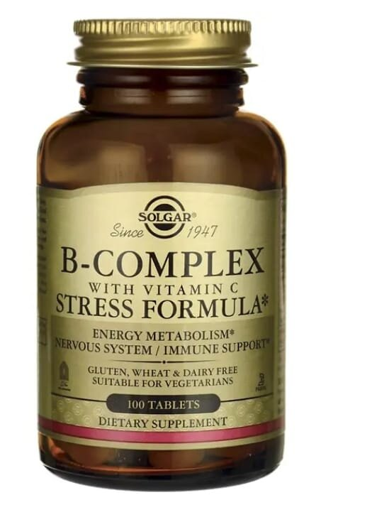 Вітаміни групи В з вітаміном С Solgar B-Complex with Vitamin C Stress Formula таблетки №100