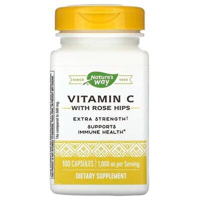 Вітамін C Nature's Way Vitamin C With Rose Hips C-1000 Extra Strength, 100 капсул